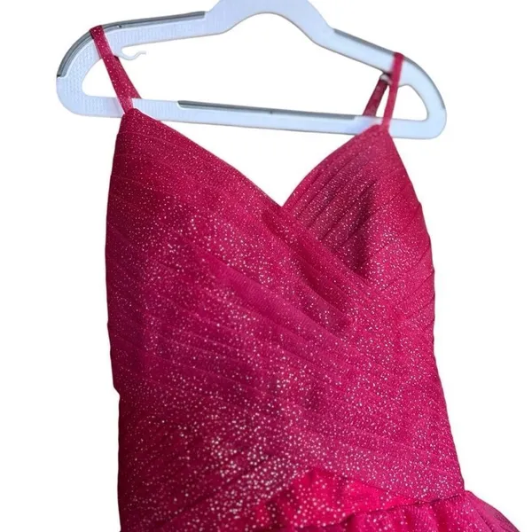 NWT Womens Lavetir Red Ruched Fit & Flare Red Shimmer Holiday Party Dress - Sz 0 - Image 3