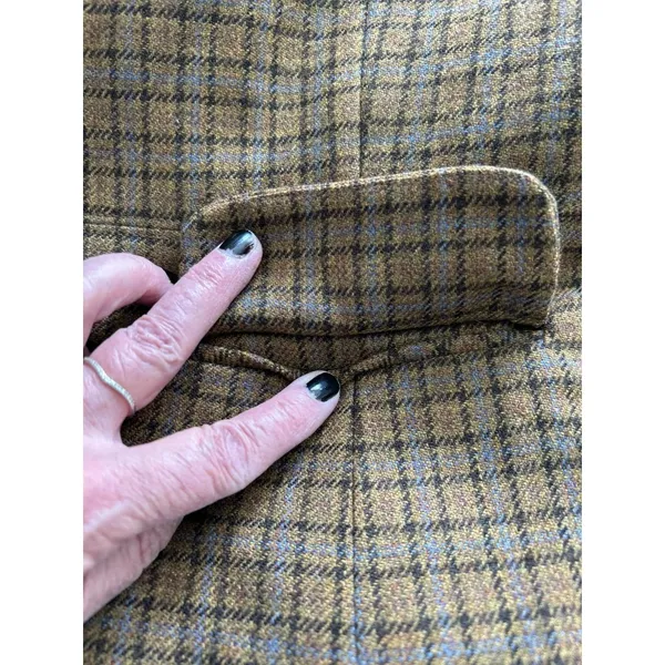 Sundance Catalog Wool Riding Jacket Blazer Brown Plaid Western Stud Collar Sz 6 - Image 10