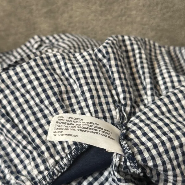 Wild Fable Seersucker Gingham Plaid Mini Dress Womens L Navy White Button Front Drop Waist - Image 6