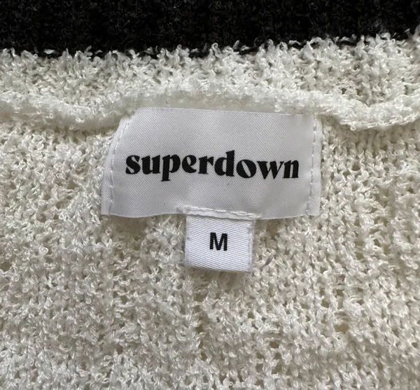 superdown x Revolve Sweater Long Sleeve V Neck Knit White Black M - Image 7