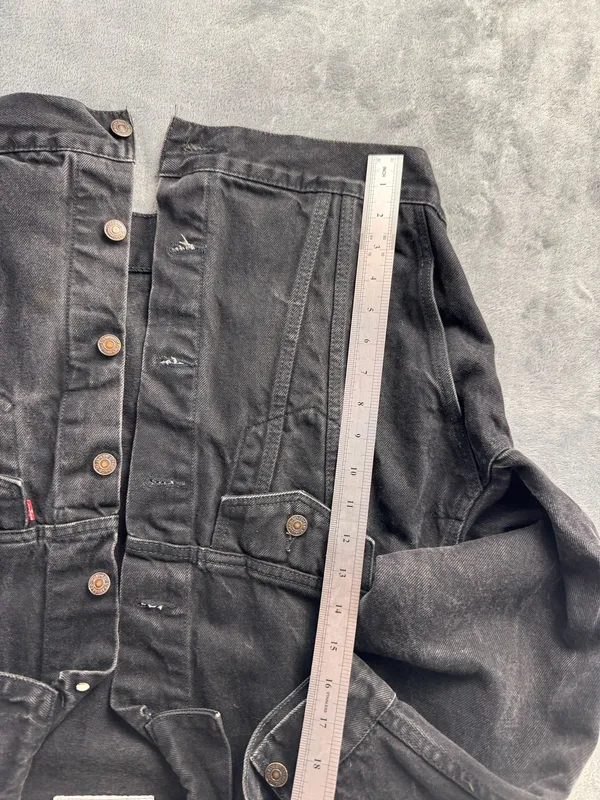 vintage 90s levi’s 77598-0260 black denim trucker jacket men’s M boxy - Image 16