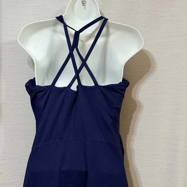 Maacie Maternity Tennis Dress Navy Blue Ruched Crisscross Back Size L NEW - Image 4