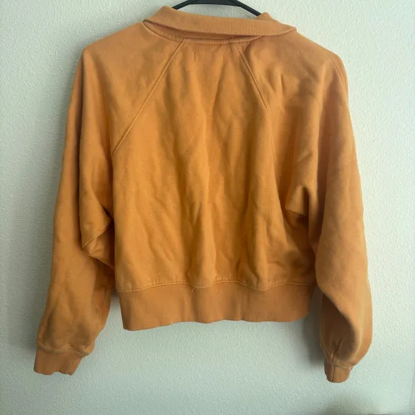 Calvin Klein Womens Orange Quarter Zip‎ Cropped Fleece Sweatshirt XS CAR0000149 - Image 9