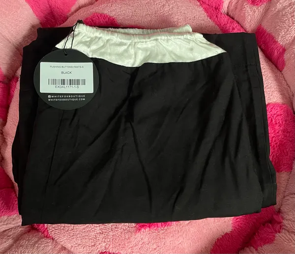 White Fox Boutique Black and White Track Pants with Elastic Waistband - Image 3