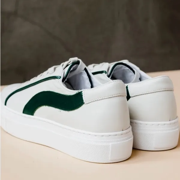 ABLE White/Green Leather Sneakers White Size 11 - Image 2
