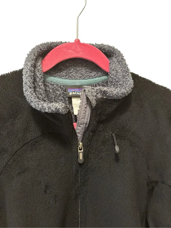 Patagonia Regulator R2 Fleece Full Zip Jacket Sz L Black/Gray Teal Trim Cozy - Image 2