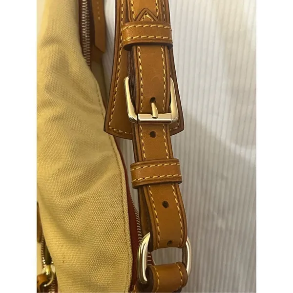 Dooney & Bourke Tan Brown Canvas Bag Leather Trim - Image 2