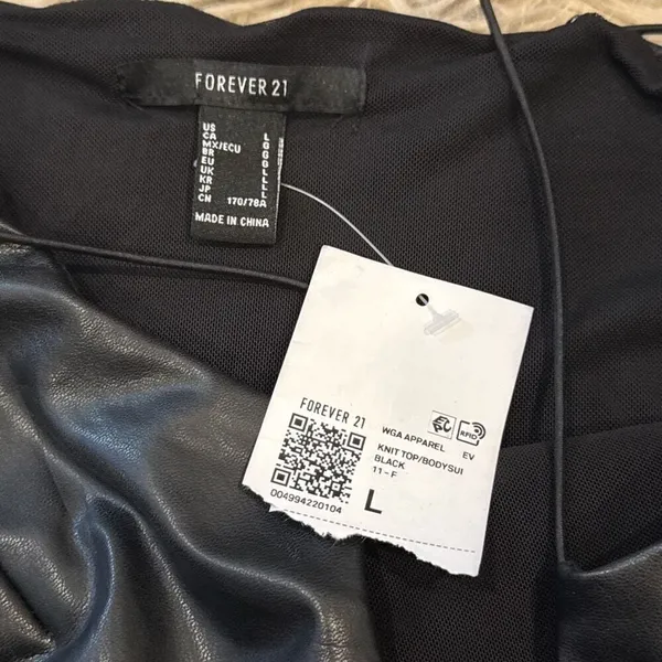 NWT Forever 21 bodysuit size large faux leather - Image 2