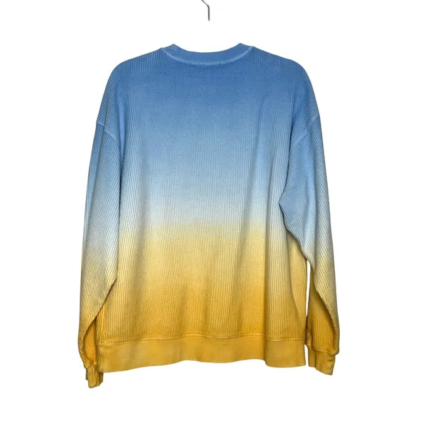 Moon Ryder Small Corded Crewneck Sweatshirt Blue Yellow Cotton Long Sleeve - Image 2