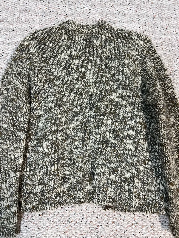 Majestic Marled Olive & Cream Button Cardigan vintage wool - Image 5