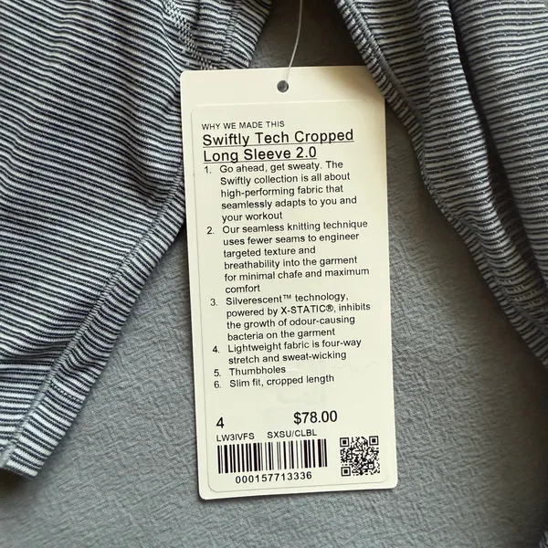 lululemon athletica swiftly tech cropped long sleeve shirt - Image 3