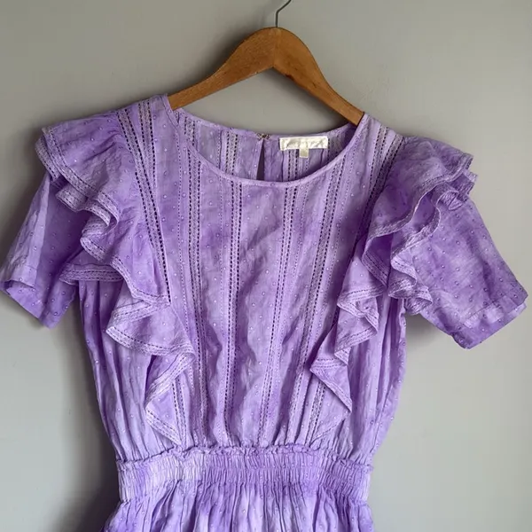 LoveShackFancy Natasha Ruffled Sleeve Tie Dye Mini Dress Small - Image 4