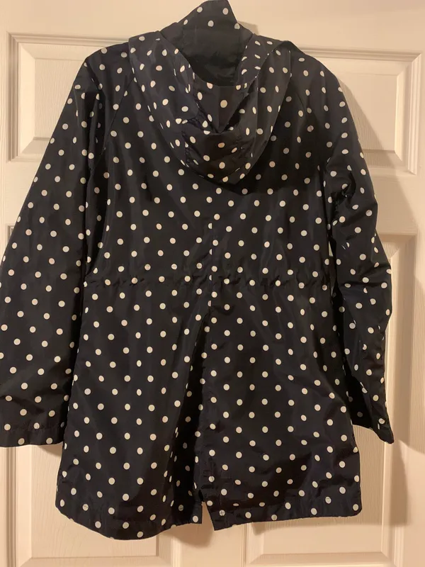 Merona Blue and White Polka Dot Raincoat - Image 2