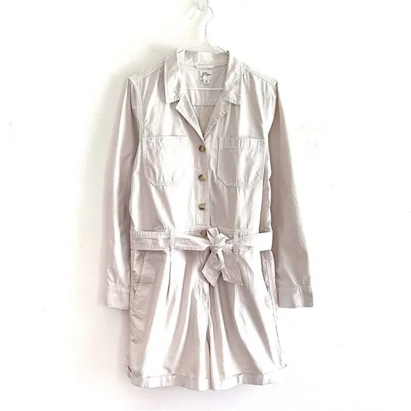 J. Crew Foundry Chino Short Coveralls Romper in Khaki Size 8 - Image 12
