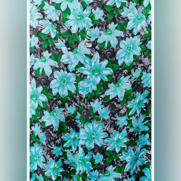 ZARA Vibrant Blue & Green Floral Midi‎ Skirt Satin Size S Made in Morocco EUC - Image 3
