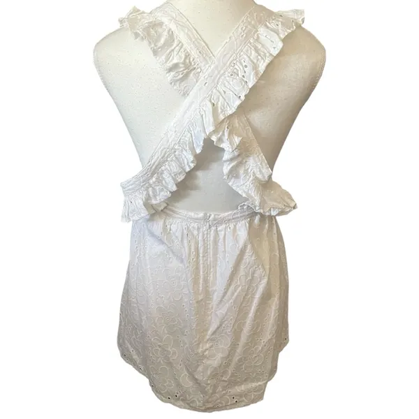 Lulu's Sweet Bliss‎ White Eyelet Ruffled Backless Mini Dress Sz XS Lace Feminine - Image 3