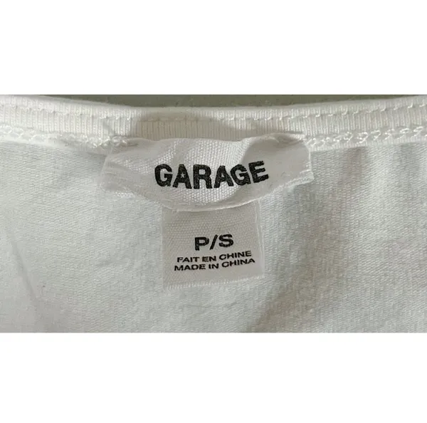 Garage White Solid Square-Neck Short Sleeve Shirt Top Blouse Tee Size S 🤍 - Image 4