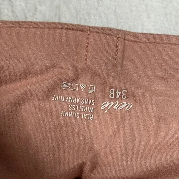 Aerie‎ Real Sunnie Wireless Bra 34B Dusty Rose Lace Strap Criss Cross Back 5707 - Image 3