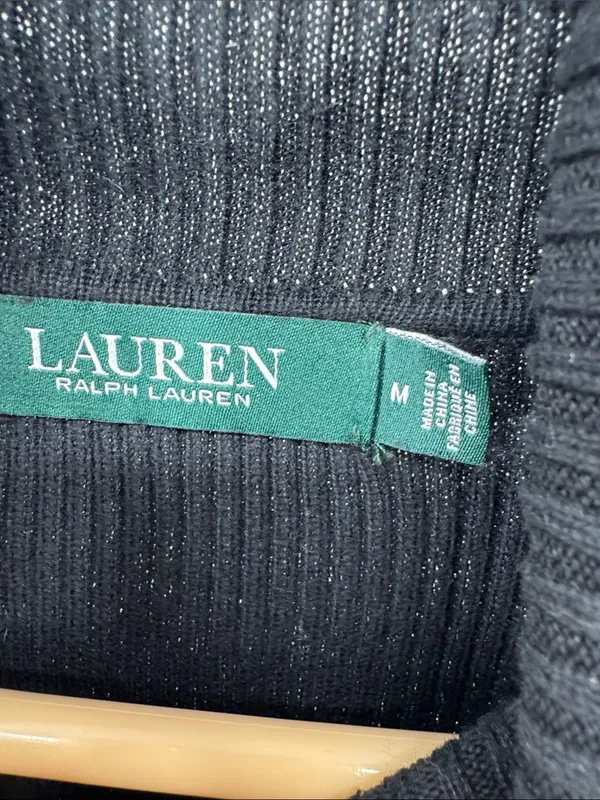 Lauren Ralph Lauren Ribbed Turtleneck Sweater Black M fall winter minimalist - Image 9