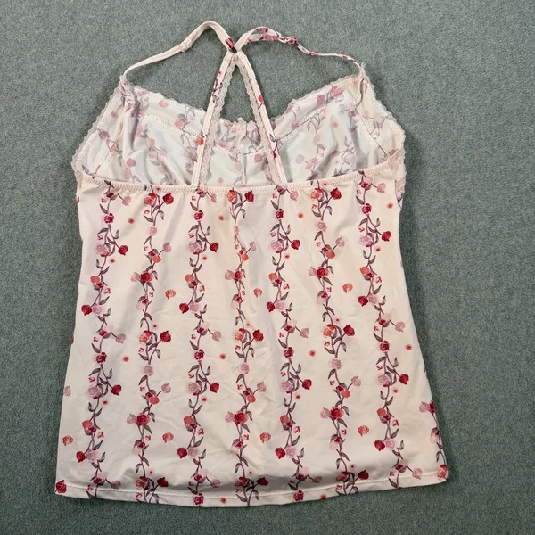 Jessica Simpson Size Large Pink Red Floral Lace Trim Cami Camisole Tank Top - Image 7
