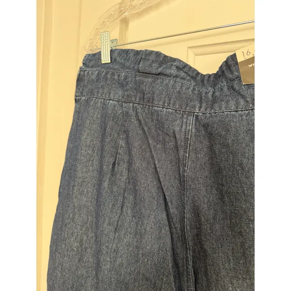 Who What Wear Womens 16 Dark Wash Denim High Rise Wide Leg Crop Pants NWT - Image 14