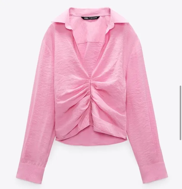 Pink textured long sleeve button front shirt - Image 8