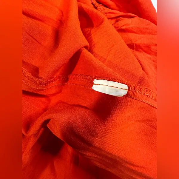 Zara‎ Tiered Midi Dress Short Sleeve V-neck Wrap Flounced Hem Red/ Orange XS - Image 11