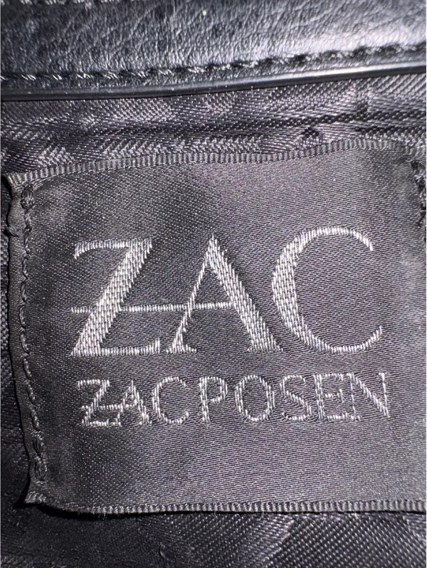 ZAC Zac Posen Black and Dark Brown Leather Structured Top Handle Bag with Detach - Image 5