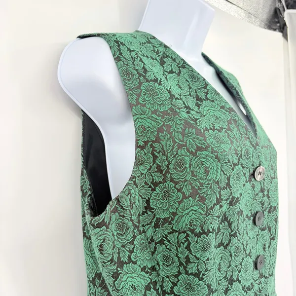 Vtg Ann Taylor Loft Tapestry Vest Sz 12 Whimsigoth Holiday Floral Jaquard Y2K - Image 5