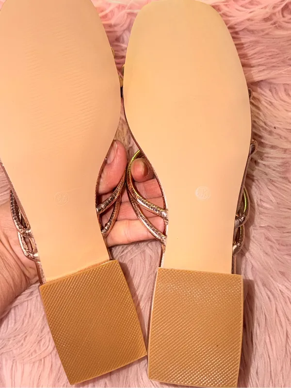 Women’s Rose Gold Strappy Slide Mules - Image 5