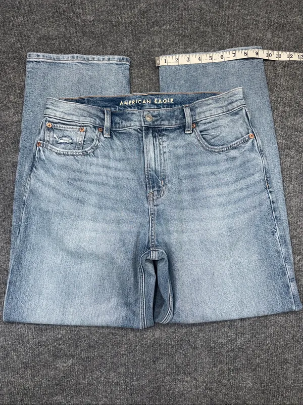 American Eagle Outfitters Ex-Boyfriend Light Wash Straight Jeans - Blue - Image 4