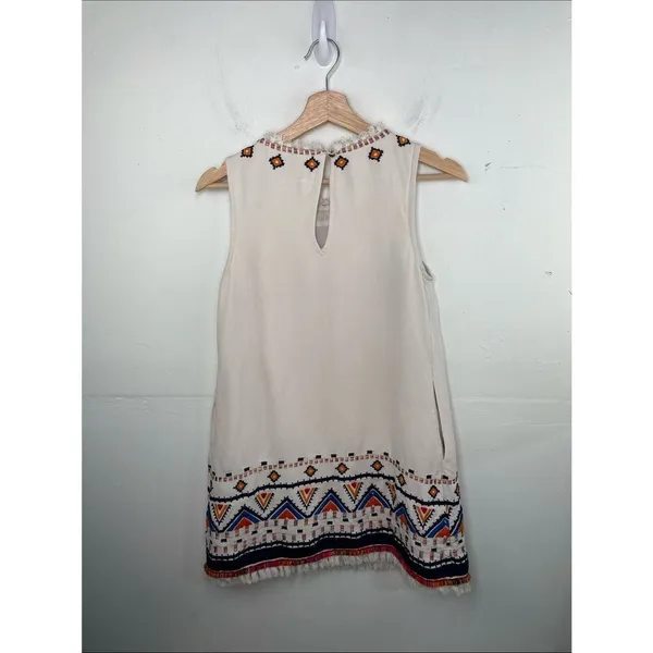 Anthropologie Akemi + Kin Reagan Mini Sleeveless Dress Embroidered Linen Size 2P - Image 5