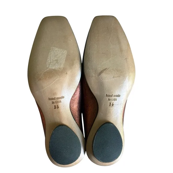 CYDWOQ Stage Flat Leather Mary Janes 36 Copper Art to Wear Shoes Handmade In USA - Image 5