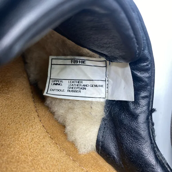 UGG Leather Clogs Mule F8910E Slides Heel Fur Lining USA 7 Snap Detail Rubber - Image 9