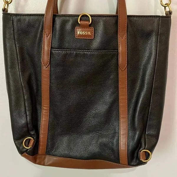 Fossil Cowhide Leather Black And Brown Shoulder Crossbody bag #768 - Image 2