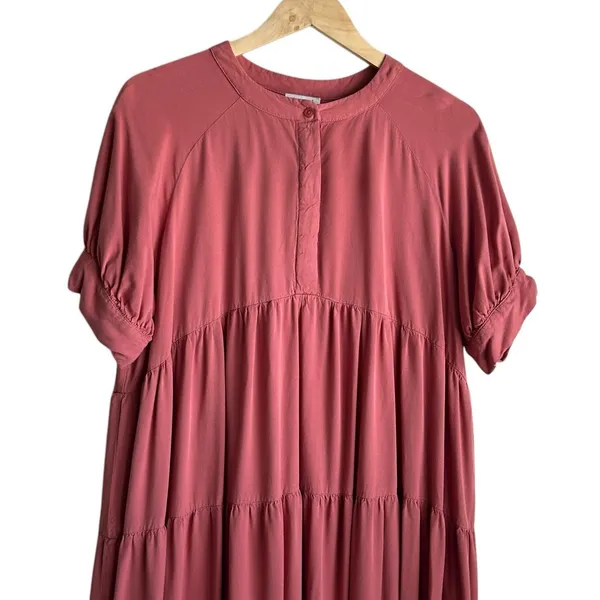 Wonderly‎ Women Cottagecore Boho Tiered Midi Dress PL Rose Puff Sleeve Prairie - Image 3