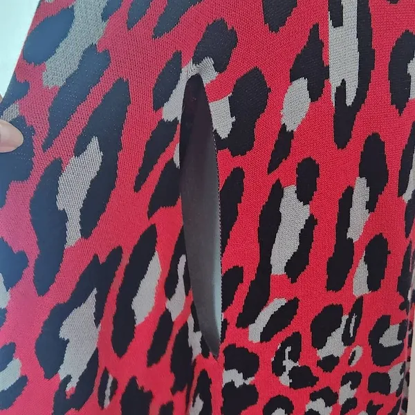 Colleen Lopez Red Leopard Print Open Front Shrug Size XL/1X Red Leopard Cardigan - Image 5