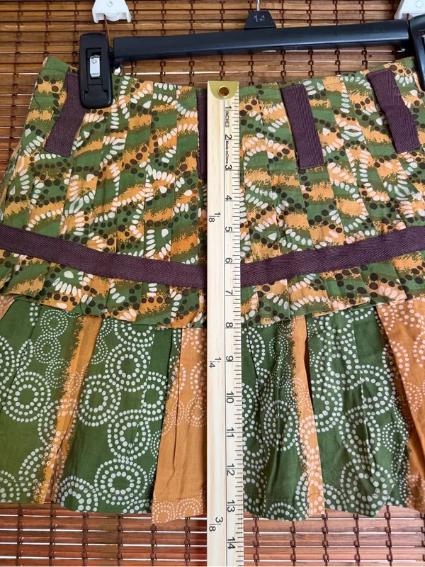 Vintage ANGIE Low Rise Patchwork Ruffle Mini Skirt Y2K Small - Image 4