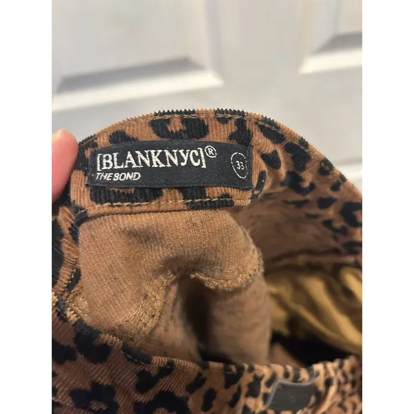 BLANKNYC The Bond Mid-Rise Skinny Corduroy Pants Leopard Print Womens 33 - Image 9
