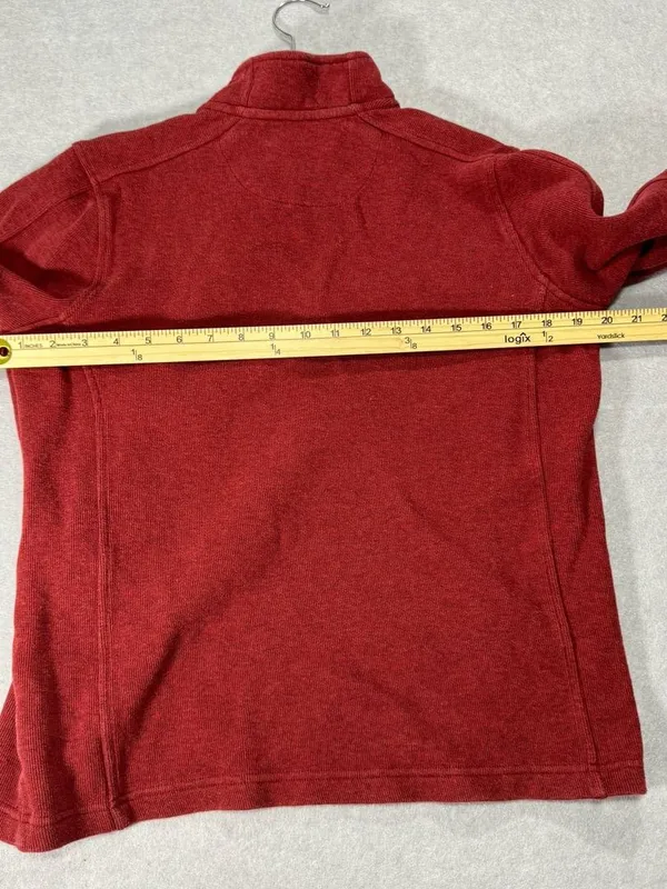Orvis Quarter Zip Pullover Size M Red Gingham Ribbed Knit - Image 7