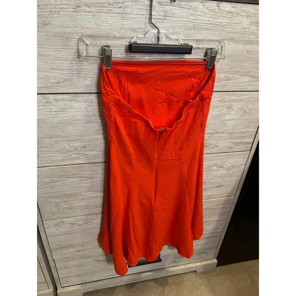 ASTR The Label Womens Strapless Button Front Mini Dress Orange Red Size Medium - Image 4