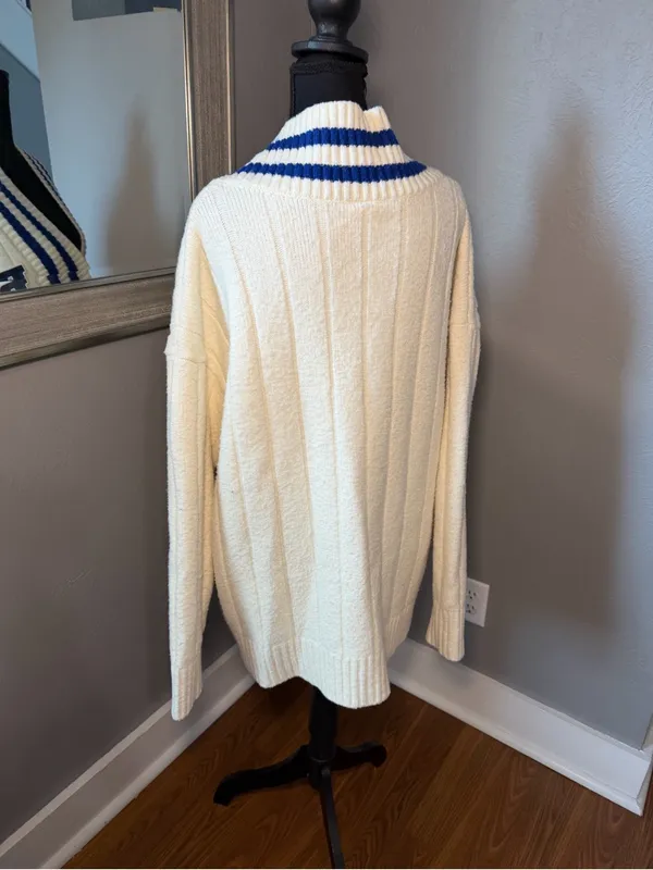 VS PINK Creamer Knit Varsity Cardigan Letterman Academia Cardigan Medium - Image 4