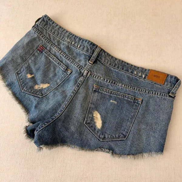 BDG Urban Outfitters Low Rise y2k Dolphin Denim Shorts Blue Distressed Women 32W - Image 9