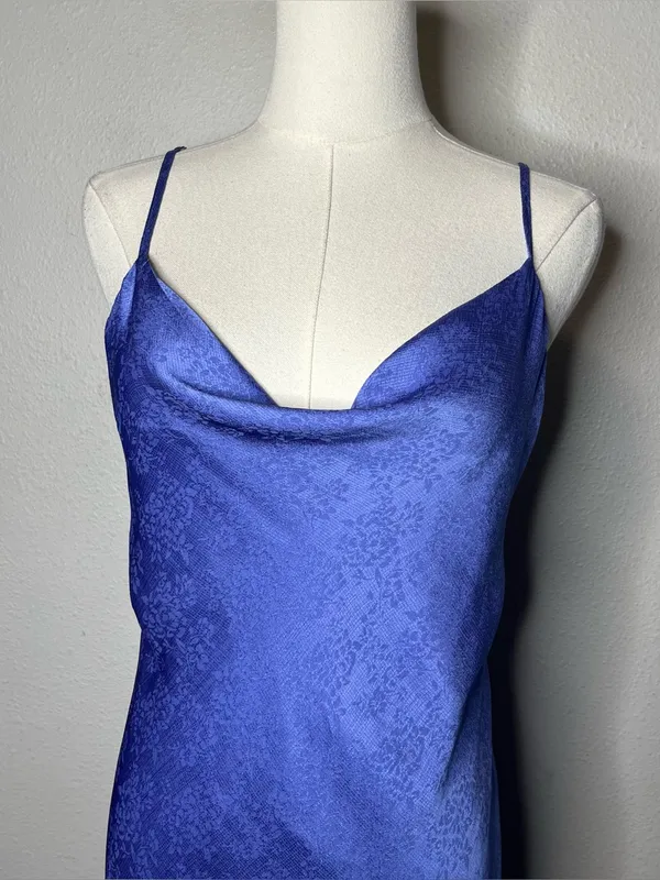 Altar’d State Blue Jacquard Eva Satin Midi Dress - Image 3