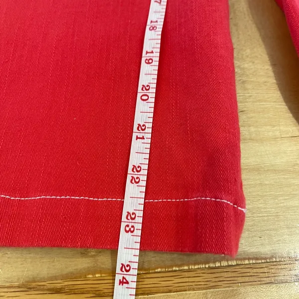 ASTR‎ The Label Nixon Red Denim Contrast Stitch Culotte Pants Wide Leg Cropped S - Image 10