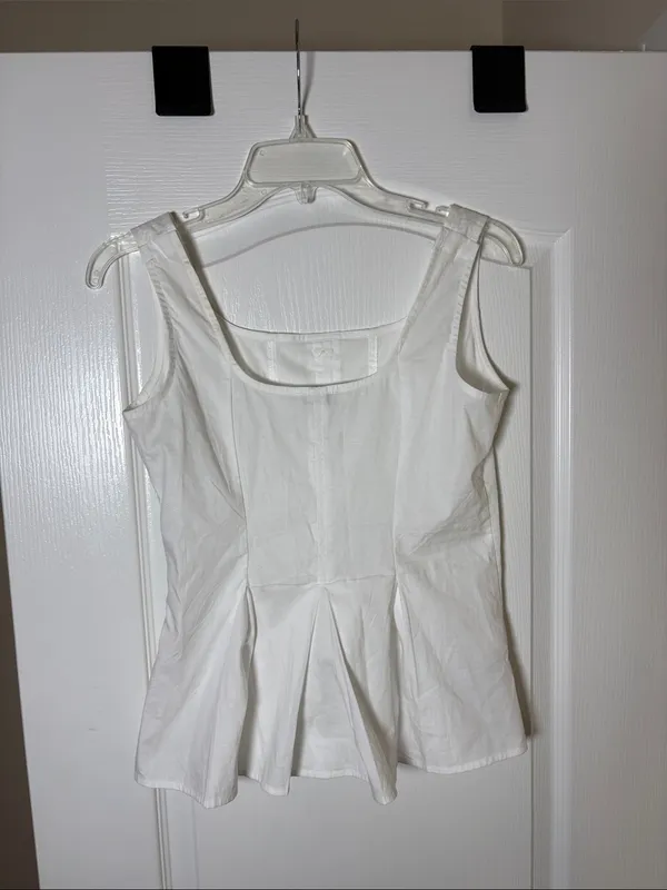 J. Crew Sleeveless Button-up Peplum Top White - Image 6