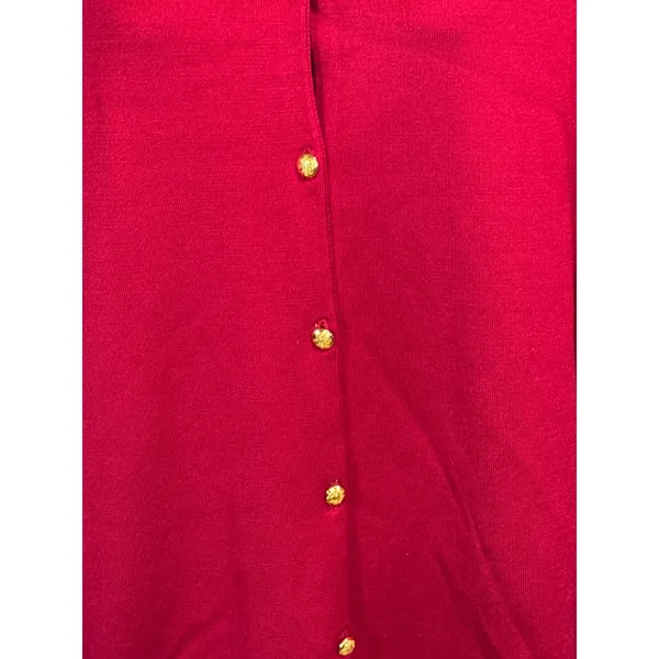 Lauren Ralph Lauren Red Silk Blend Button‎ Front Cardigan Large Coastal Grandma - Image 2