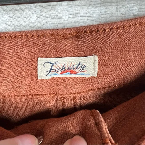 Faherty Burnt Orange Stretch Terry Patch‎ Pocket Bootcut Pants - Image 3