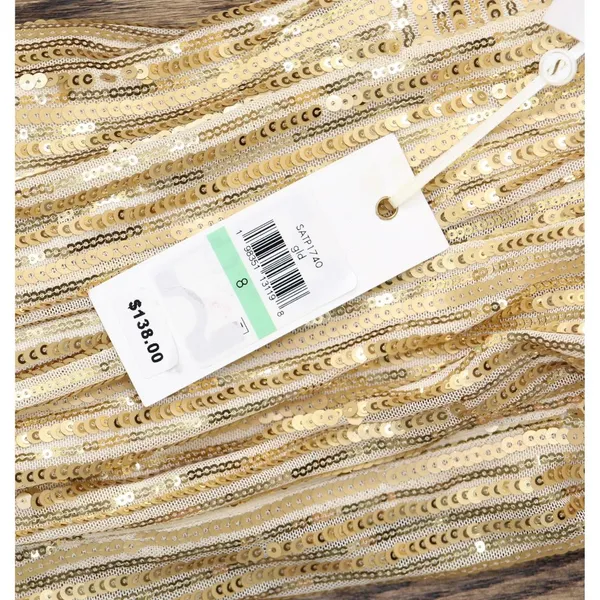 Siena Womens Sequined Spaghetti Strap Sweetheart Neck Midi Dress Gold Yellow 8 - Image 3