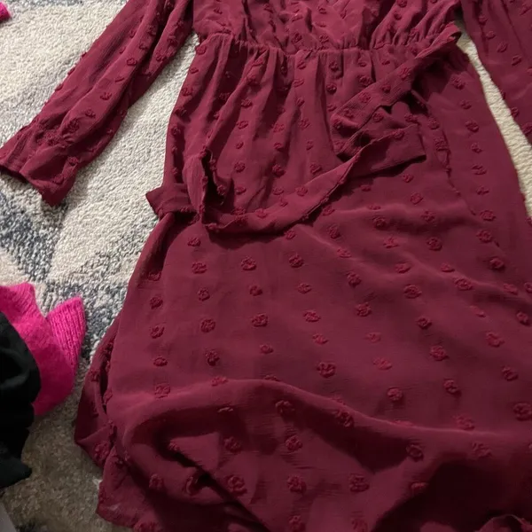 Baltic Born Paisley Dot‎ Midi Dress Burgundy Women's L - Image 7